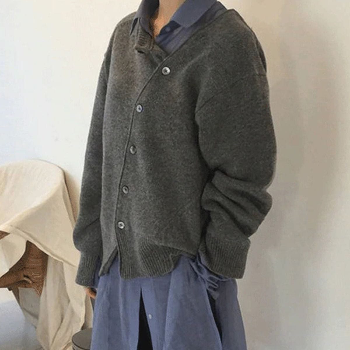 Caroline | Dame Vinterstrikpullover med Knap