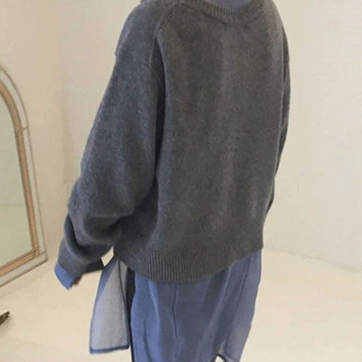Caroline | Dame Vinterstrikpullover med Knap