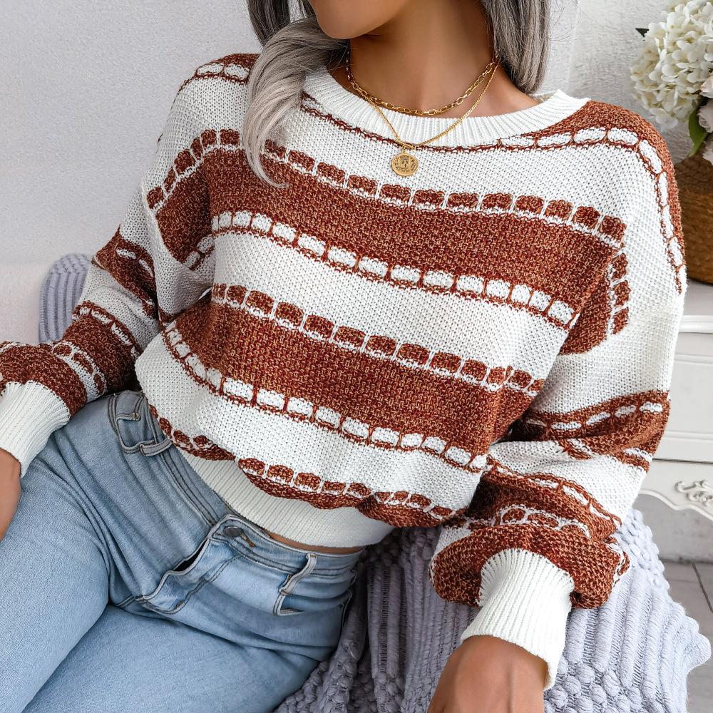 Caroline | Damens Vinter Cozy Stribet Sweater