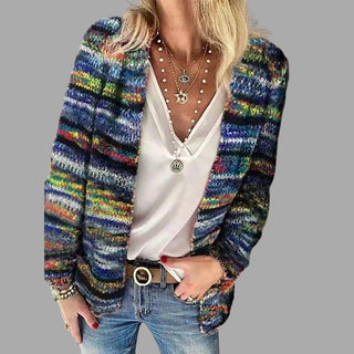 Christel | Kvinder Farverig Strikket Cardigan til Vinter