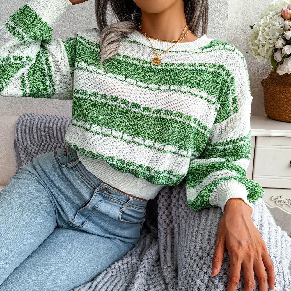 Caroline | Damens Vinter Cozy Stribet Sweater