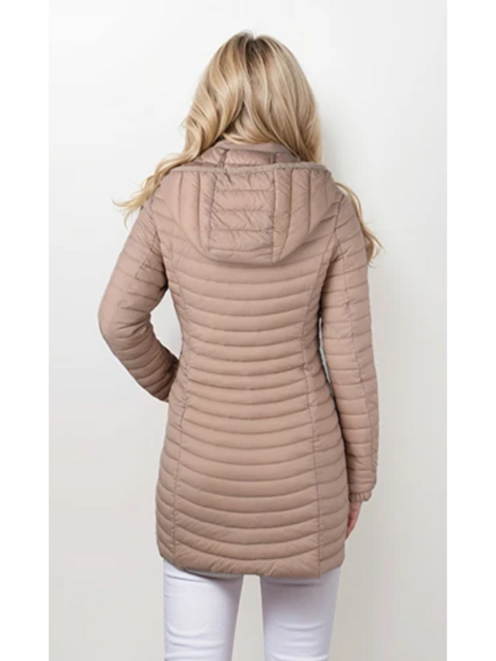 Lizette | Vinter Kvinders Dynejakke med Hætte og Lynlås