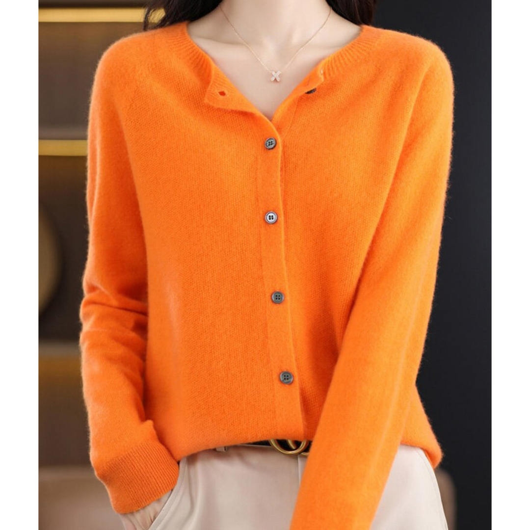 Alette | Dame Vinter Knappet Strikket Cardigan