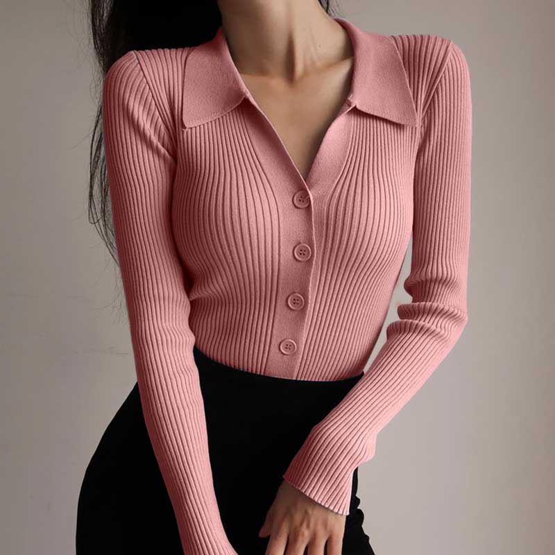 Bolette | Damens Vinter Ribbet Knappelukket Cardigan