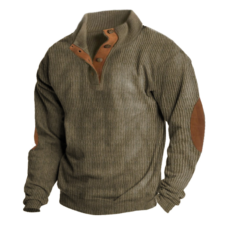 Nicolai | Herre Ribstrikket Sweater med Albuelapper