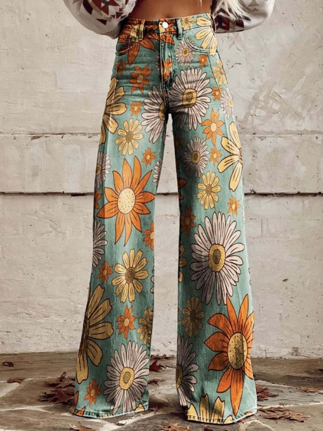 Vigga | Slåbukser med Retro Blomstermønster
