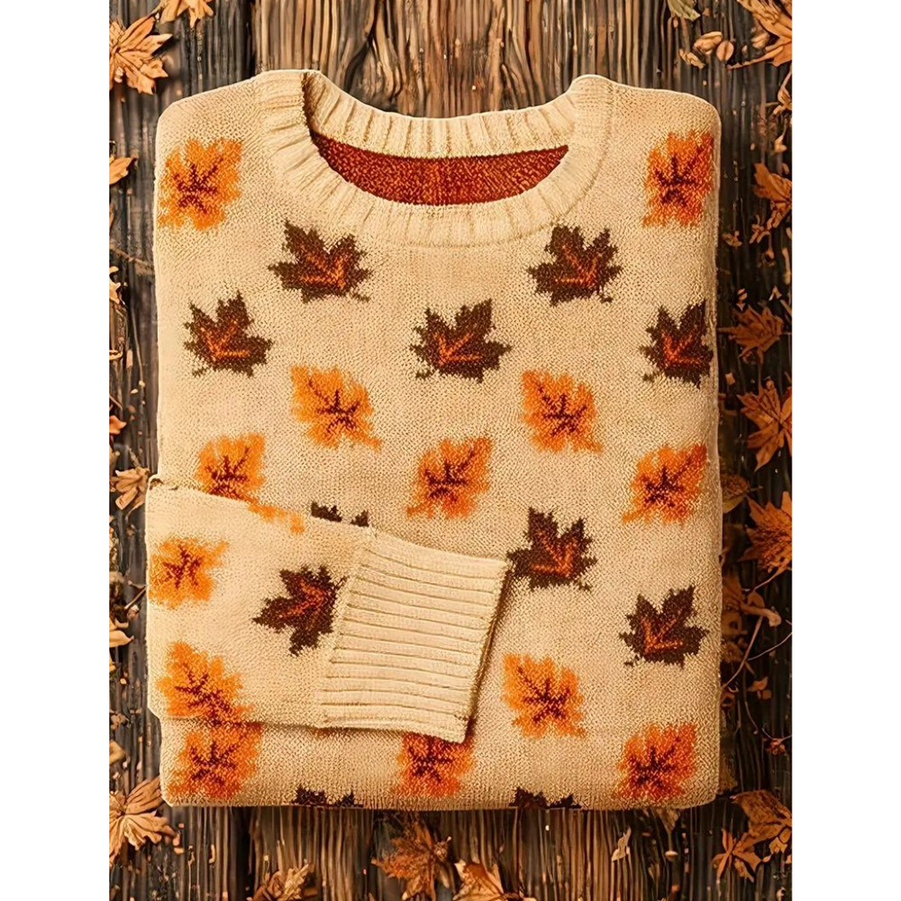 Christel | Kvinders vinter sweater med blad mønster
