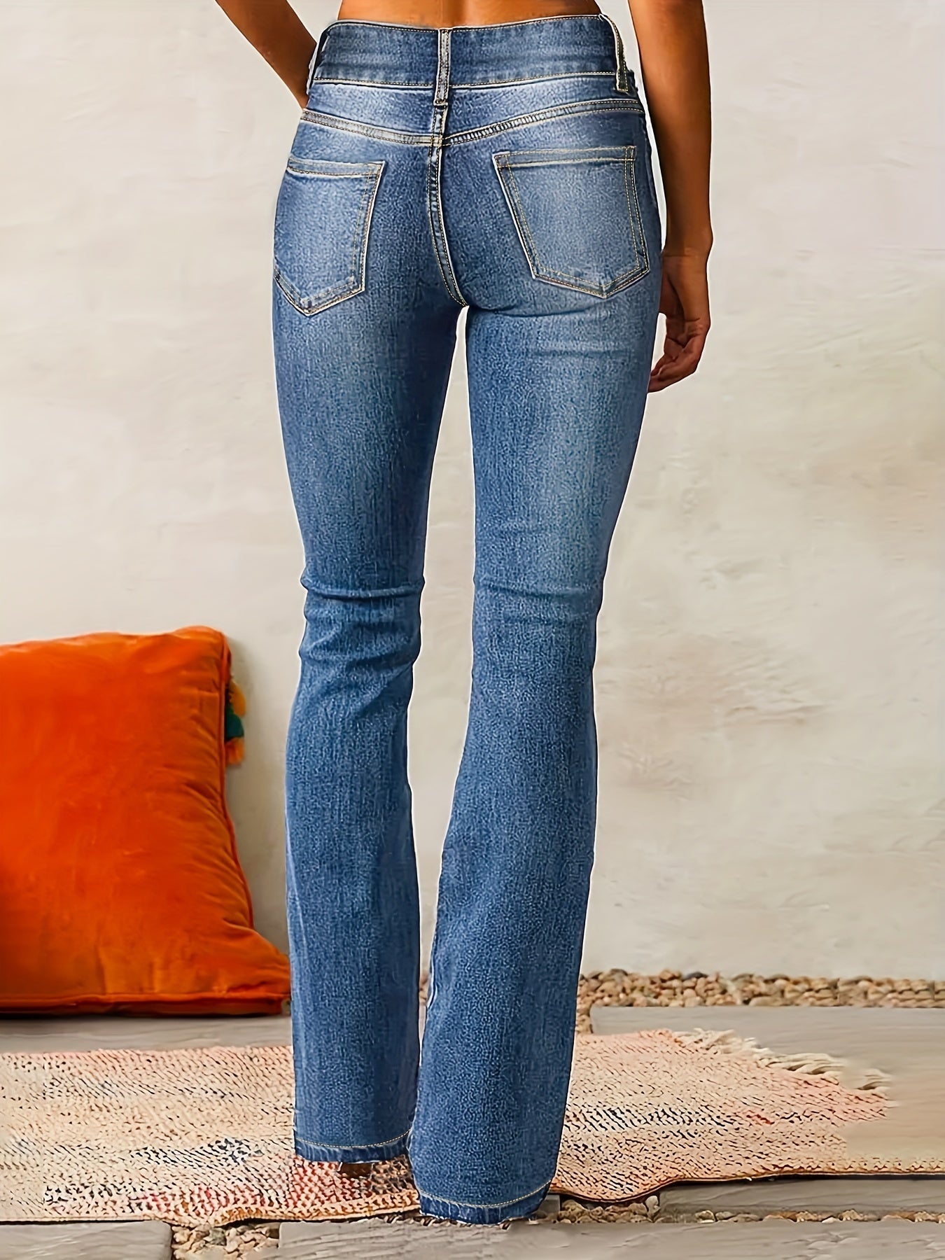 Anni | Dame Slim Fit Jeans med Slå-Op Bukseben