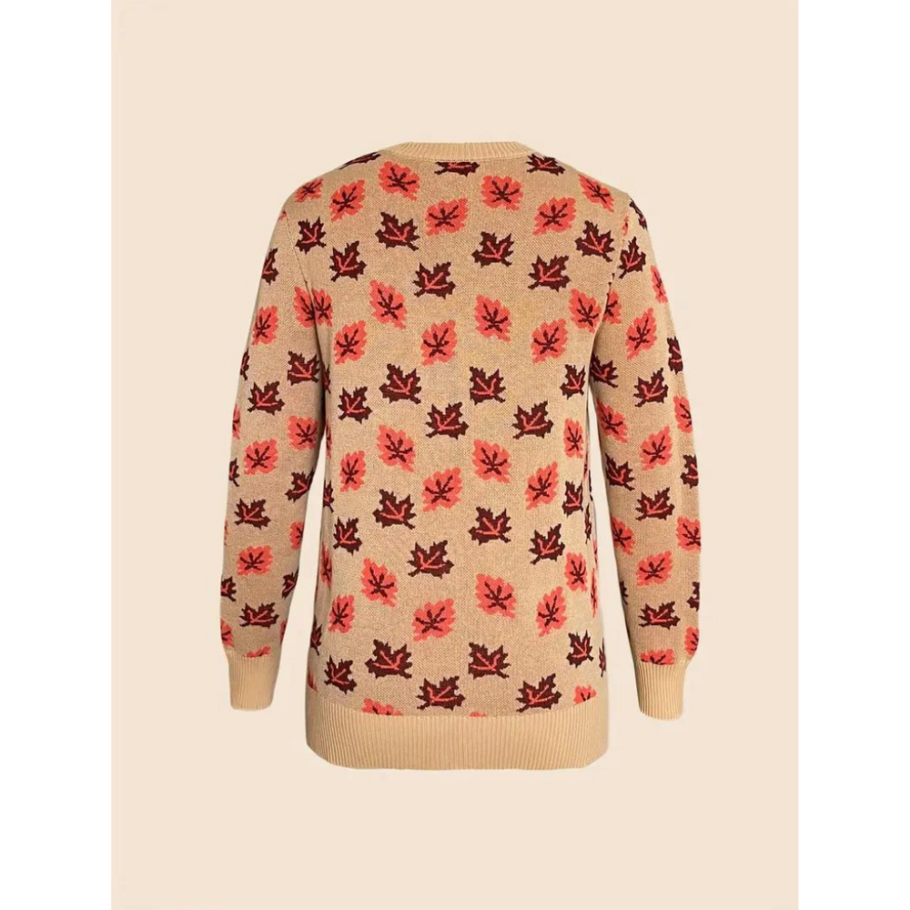 Christel | Kvinders vinter sweater med blad mønster