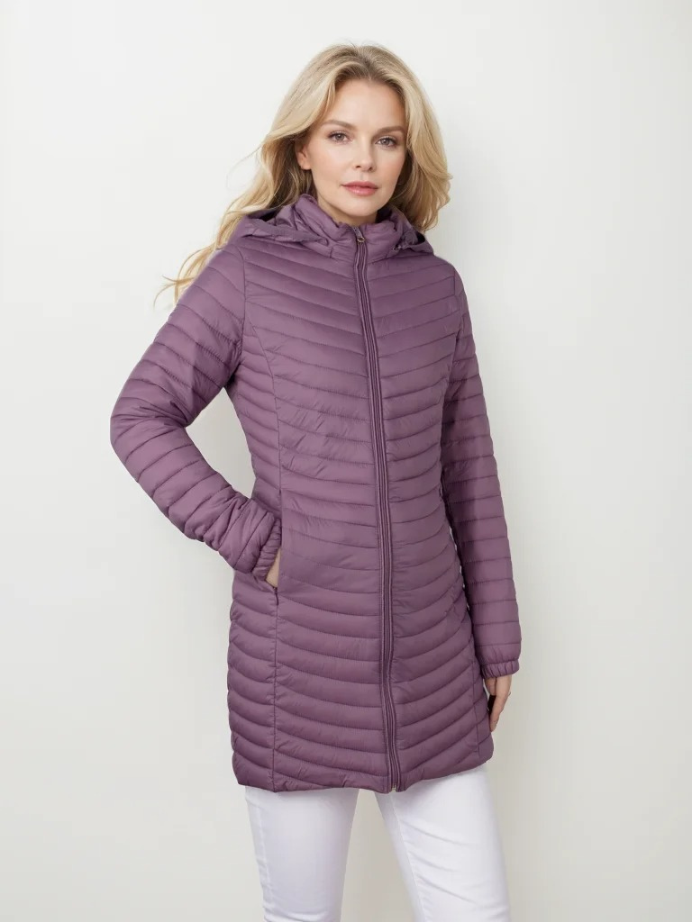 Lizette | Vinter Kvinders Dynejakke med Hætte og Lynlås