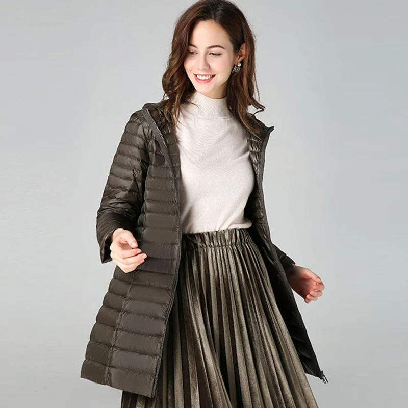 Ingeborg | Dame Lang Vatteret Jakke med Hætte