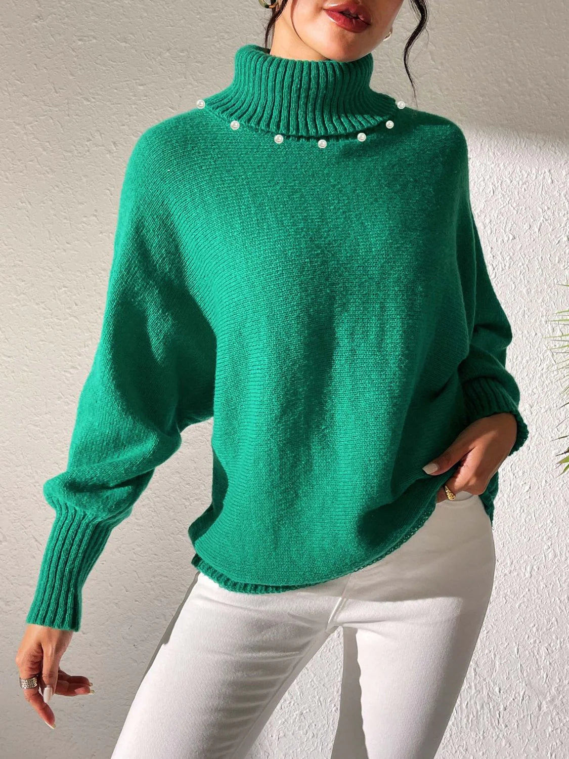 Barbara | Kvinders Vinter Perle Rullekrave Sweater