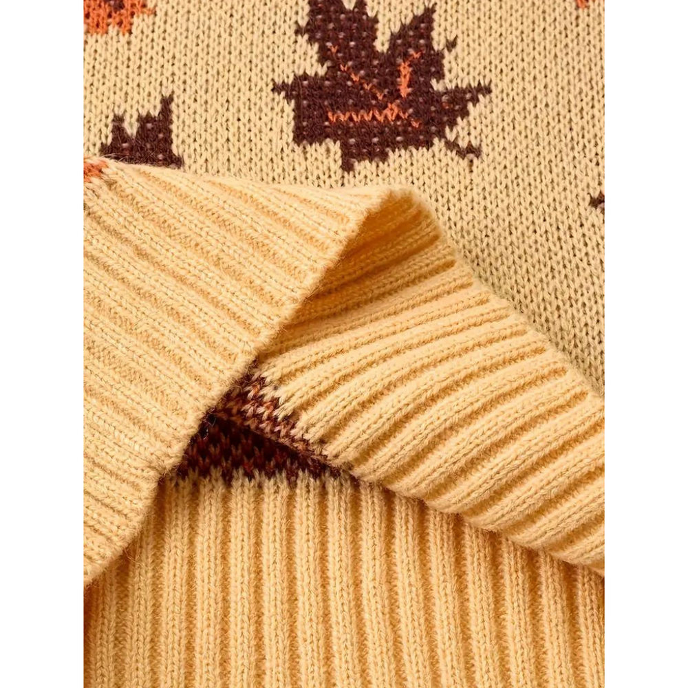 Christel | Kvinders vinter sweater med blad mønster
