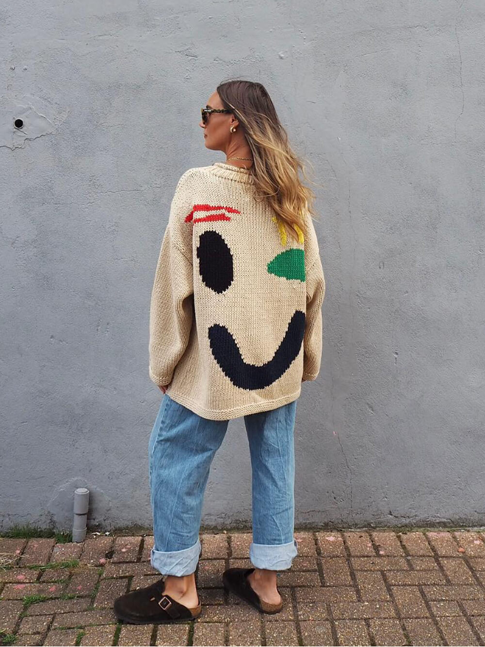 Birthe | Dame Vinter Casual Pullover med Smile-Print