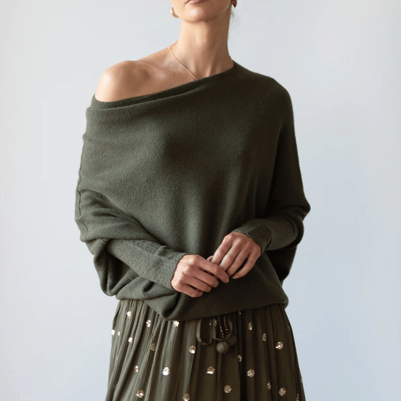Berit | Kvinders Vinter Off-Shoulder Løs Sweater