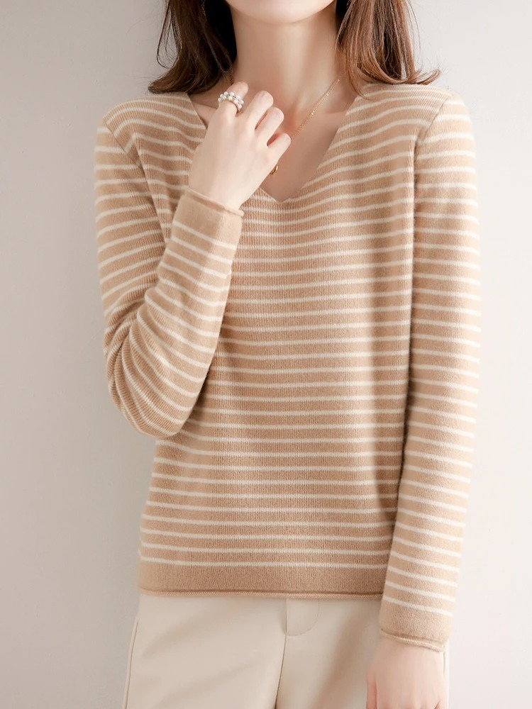Astrid | Kvinders Vinter Stribet V-Hals Top