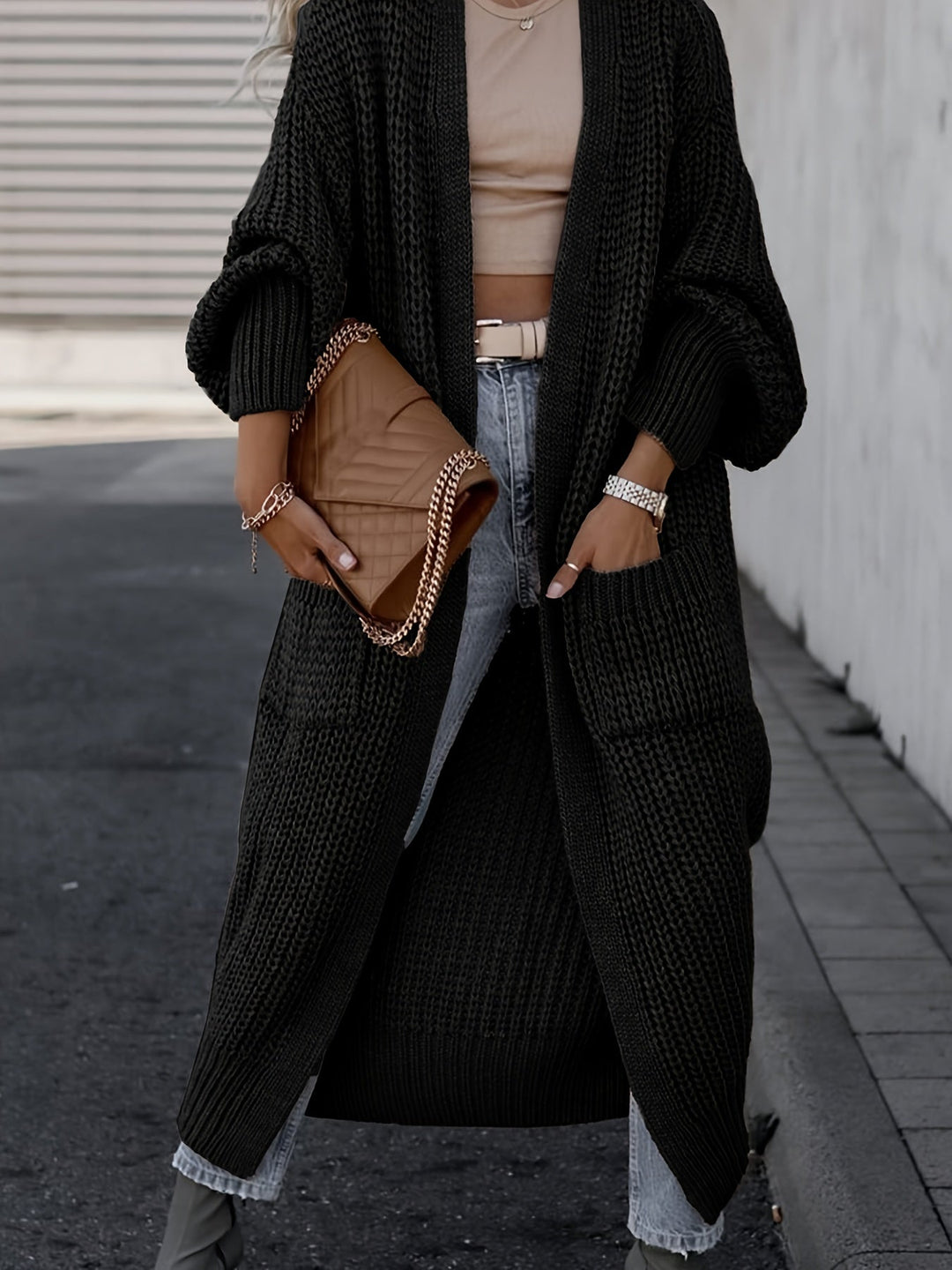 Lilian | Lang Chunky Strikket Cardigan til Damer