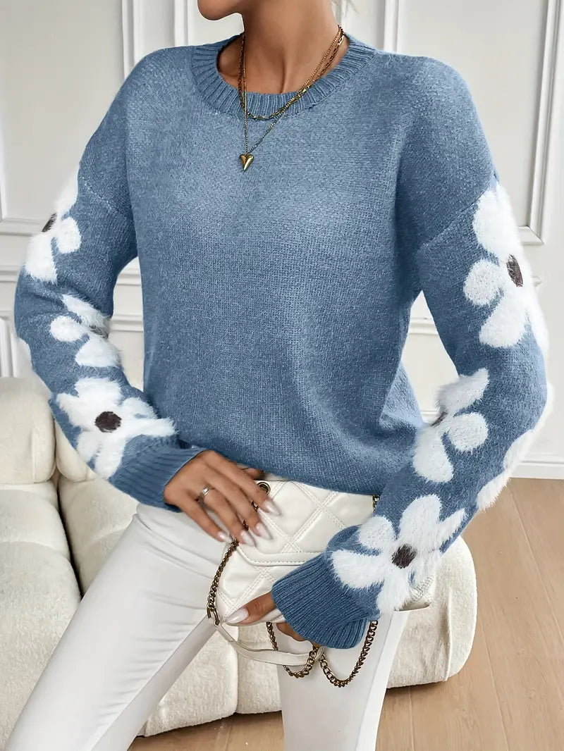 Astrid | Damens Vinter Sweater med Blomsterprint