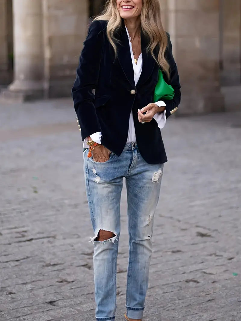 Astrid | Elegant Blazer i Blød Velour