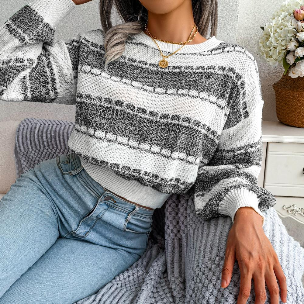 Caroline | Damens Vinter Cozy Stribet Sweater