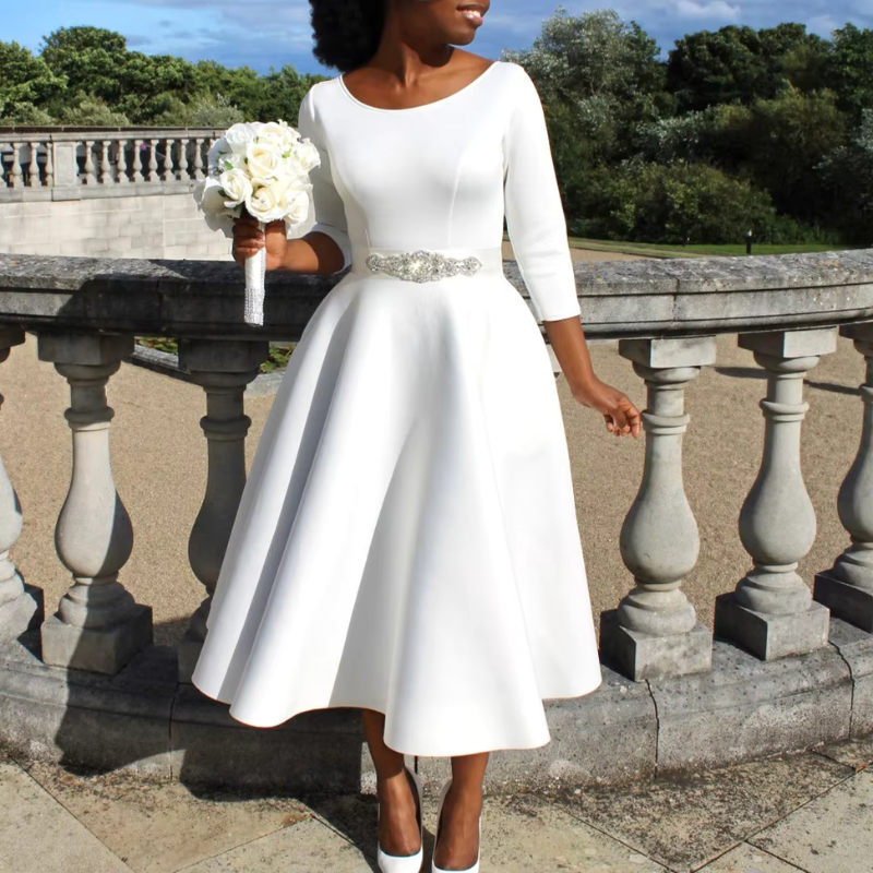 Oline | Kvinders Rundhalset Udsvinget Midikjole