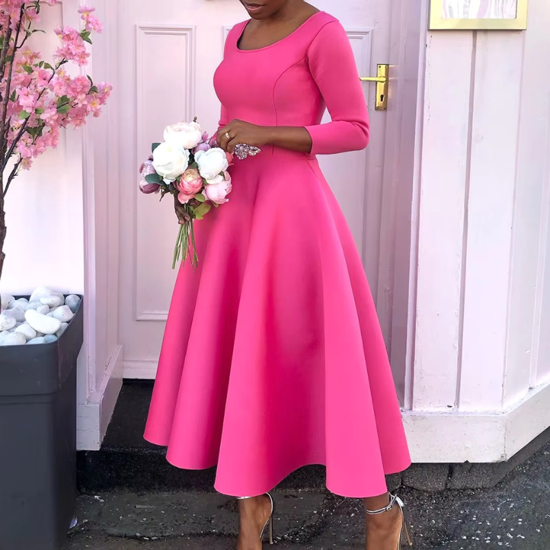 Oline | Kvinders Rundhalset Udsvinget Midikjole