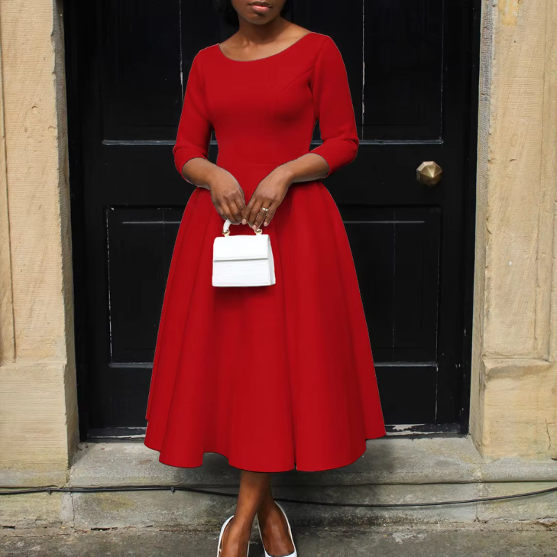 Oline | Kvinders Rundhalset Udsvinget Midikjole