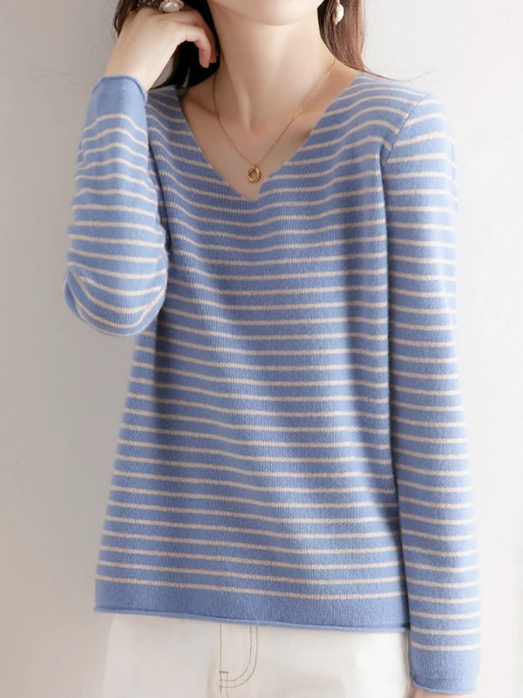 Astrid | Kvinders Vinter Stribet V-Hals Top