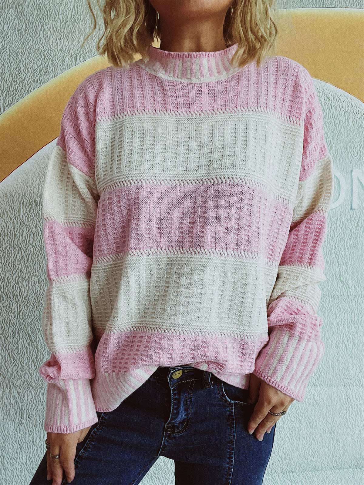 Bente | Damens Vinter Stribet Strik Sweater