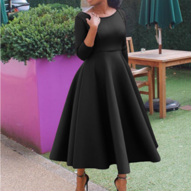 Oline | Kvinders Rundhalset Udsvinget Midikjole