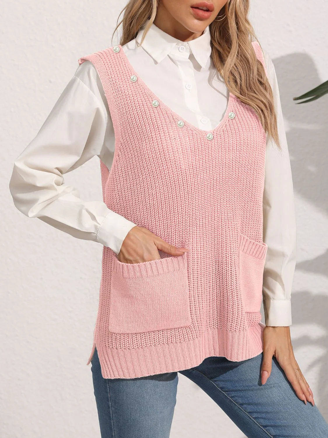 Bettina | Kvinders Vinter Strikket Vest med Lommer