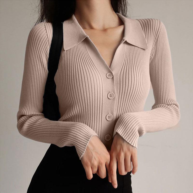 Bolette | Damens Vinter Ribbet Knappelukket Cardigan