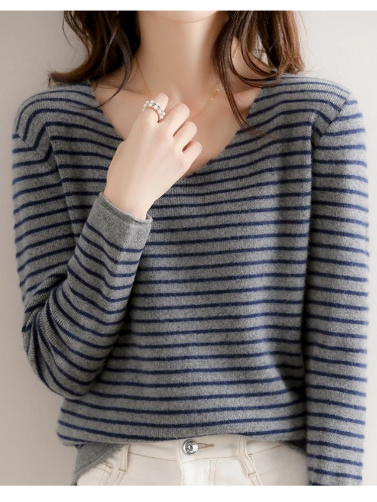 Astrid | Kvinders Vinter Stribet V-Hals Top