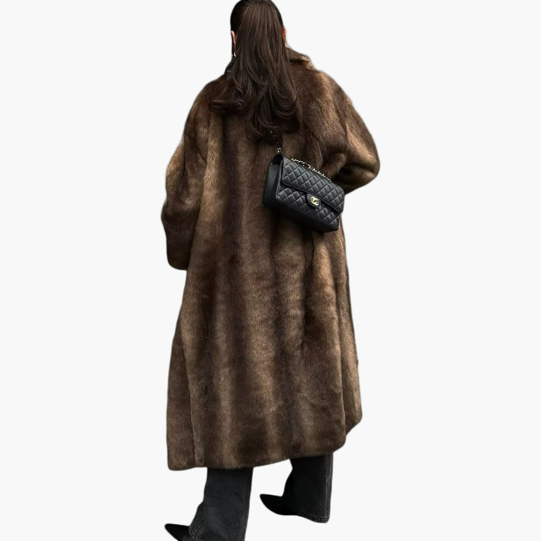 Serina | Kvinder Elegant Plysset Trenchcoat med Kunstpels