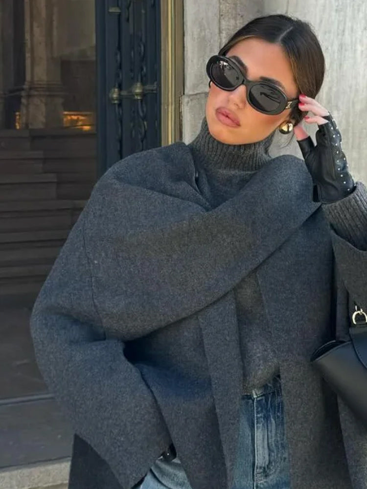 Juliane | Dame Oversized Rullekrave Trøje med Lange Ærmer