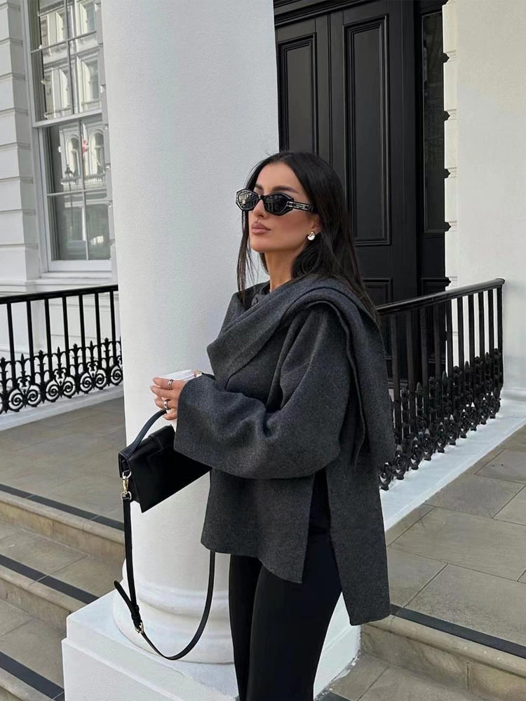 Juliane | Dame Oversized Rullekrave Trøje med Lange Ærmer