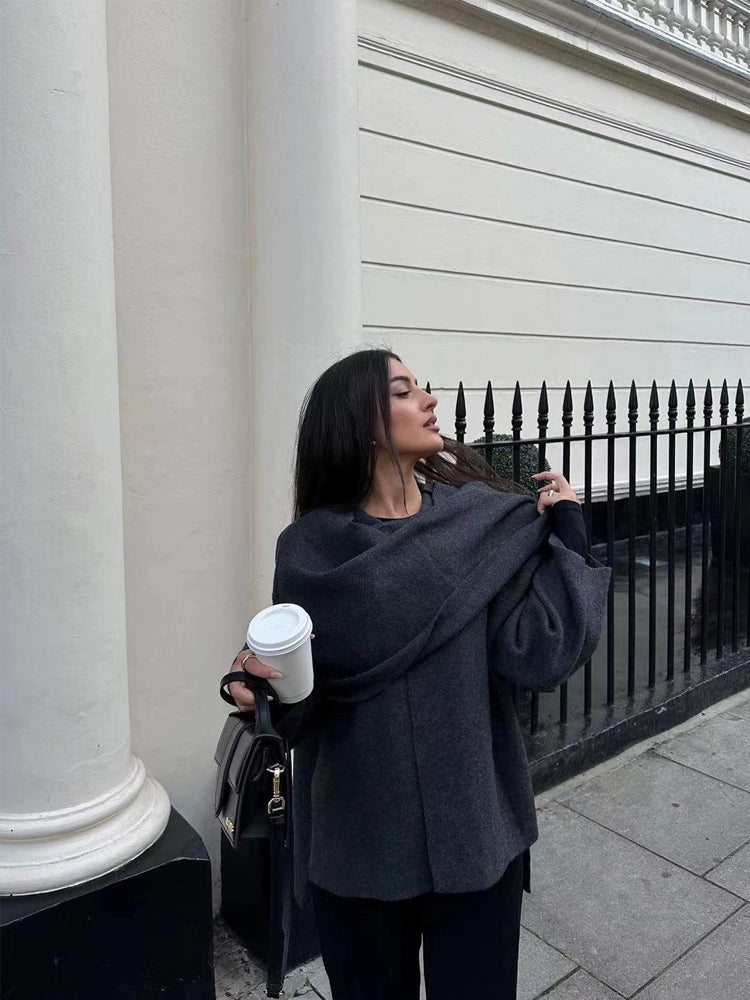 Juliane | Dame Oversized Rullekrave Trøje med Lange Ærmer