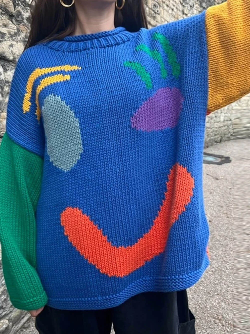 Birthe | Dame Vinter Casual Pullover med Smile-Print