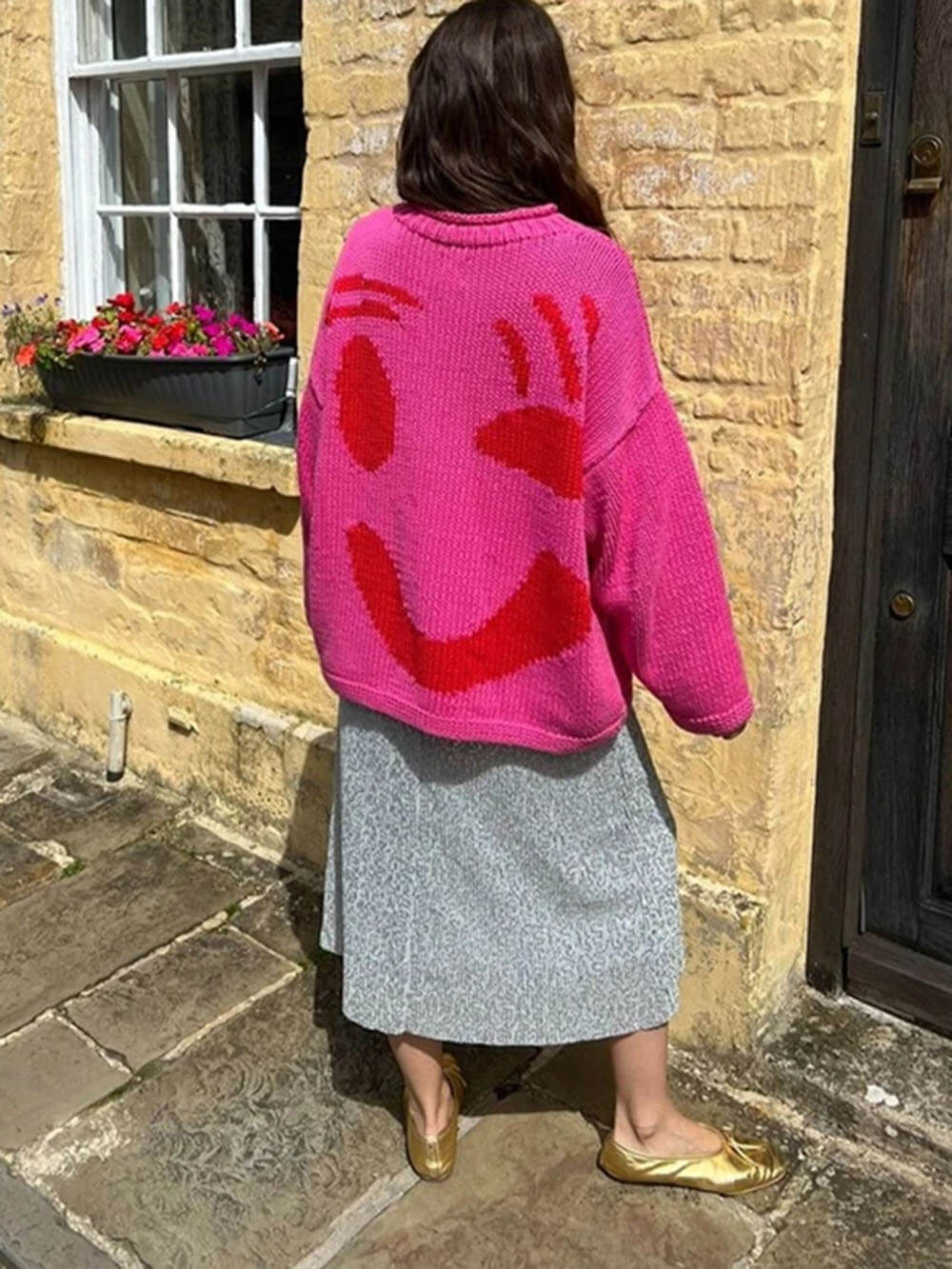 Birthe | Dame Vinter Casual Pullover med Smile-Print