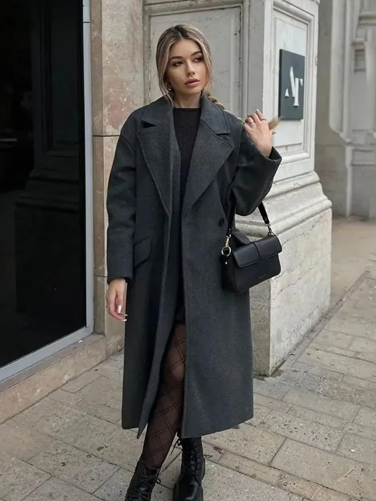 Kamilla | Dame Elegant Dobbeltradet Uldfrakke