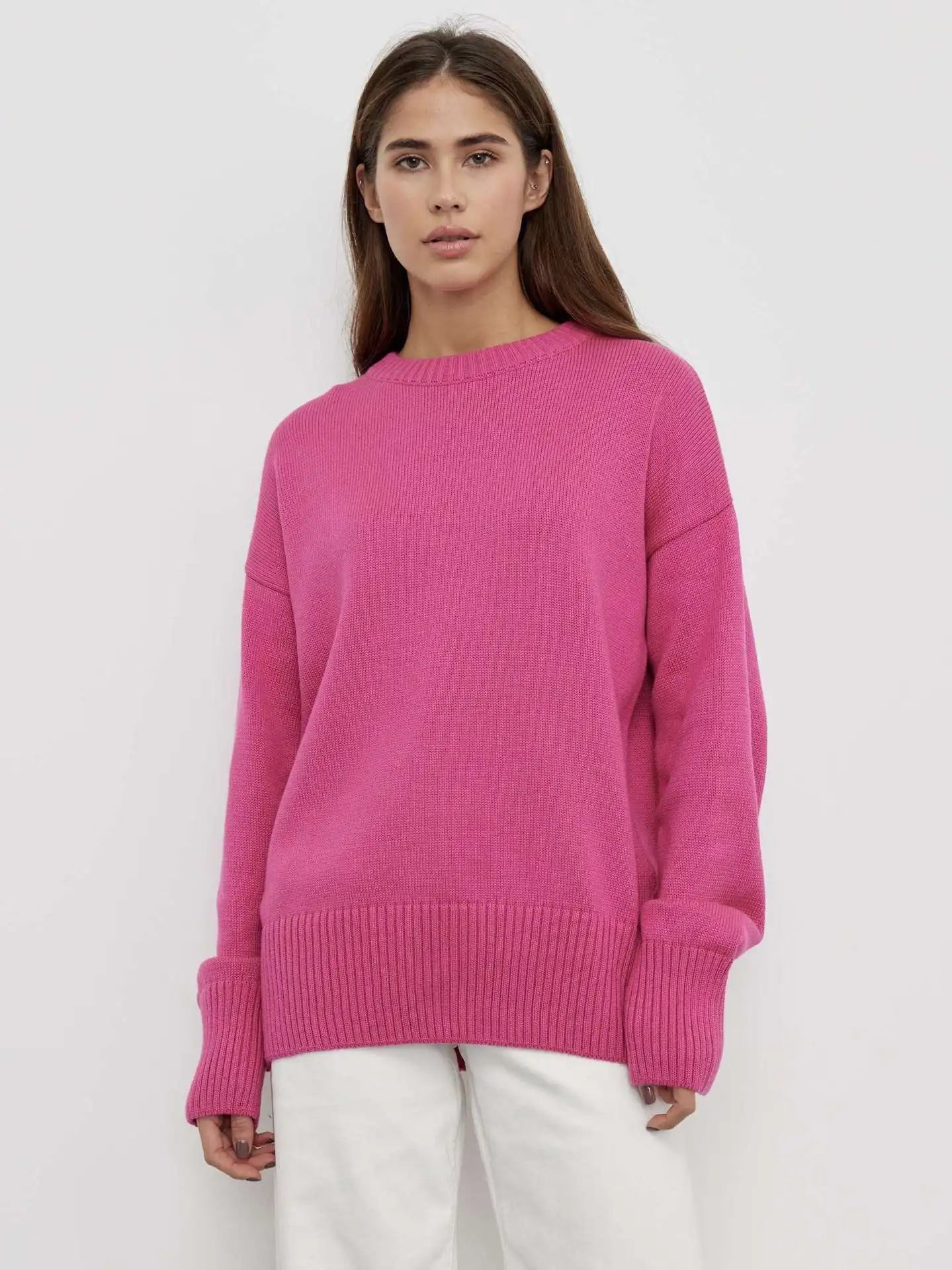 Amalie | Dame Løs Strikket Casual Pullover