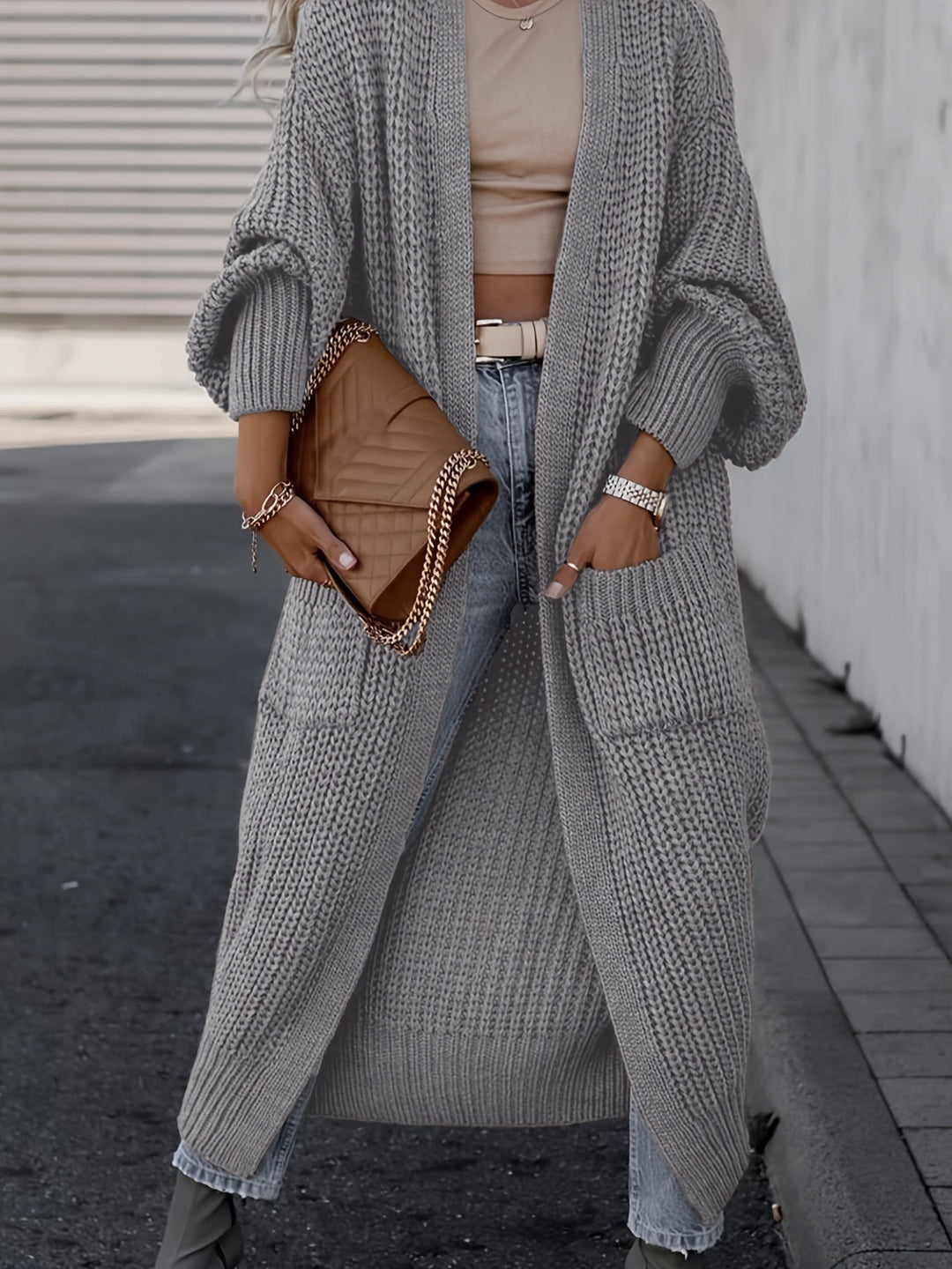 Lilian | Lang Chunky Strikket Cardigan til Damer