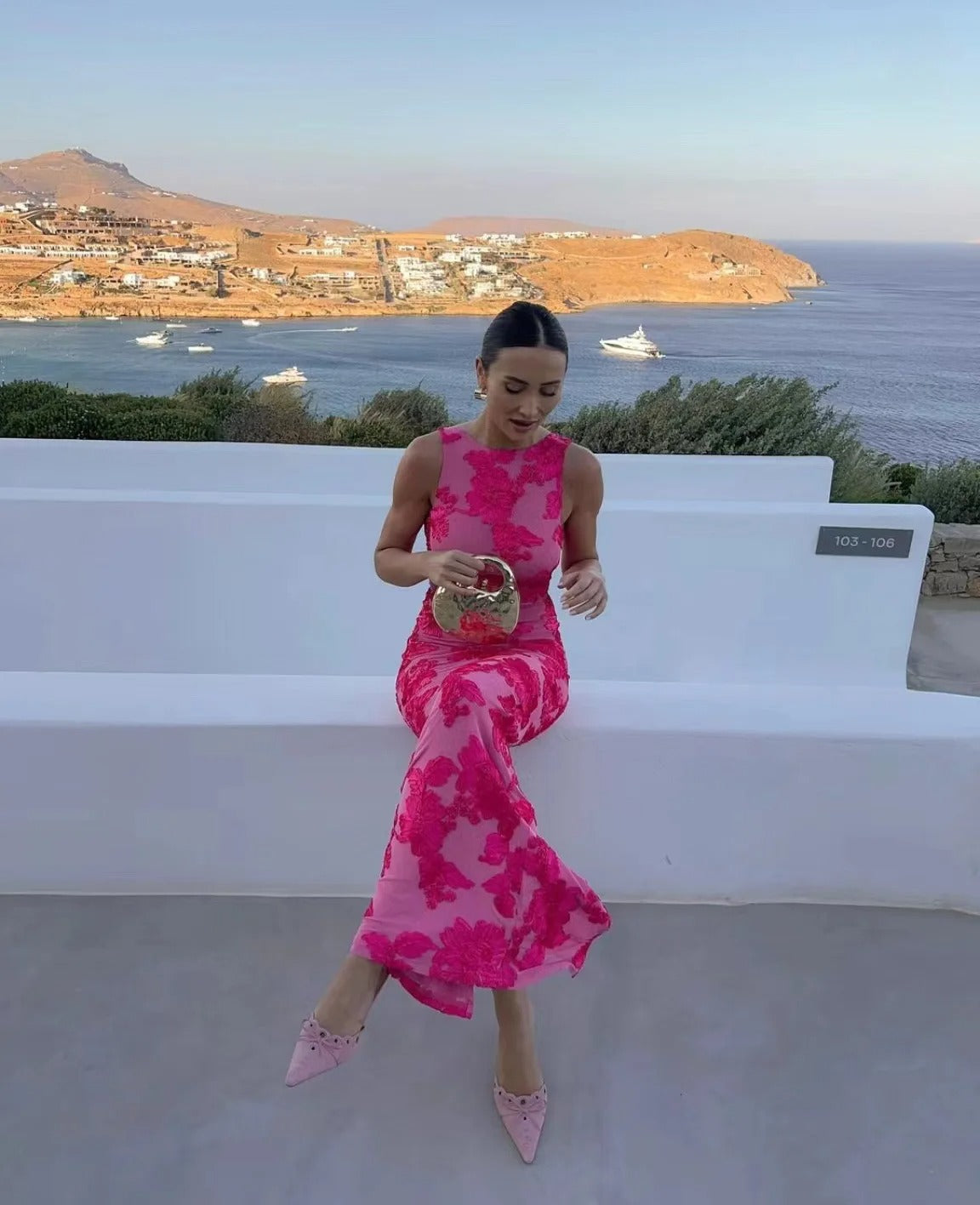 Sanne | Kvinders Slim Fit Maxi Kjole med Blomsterprint