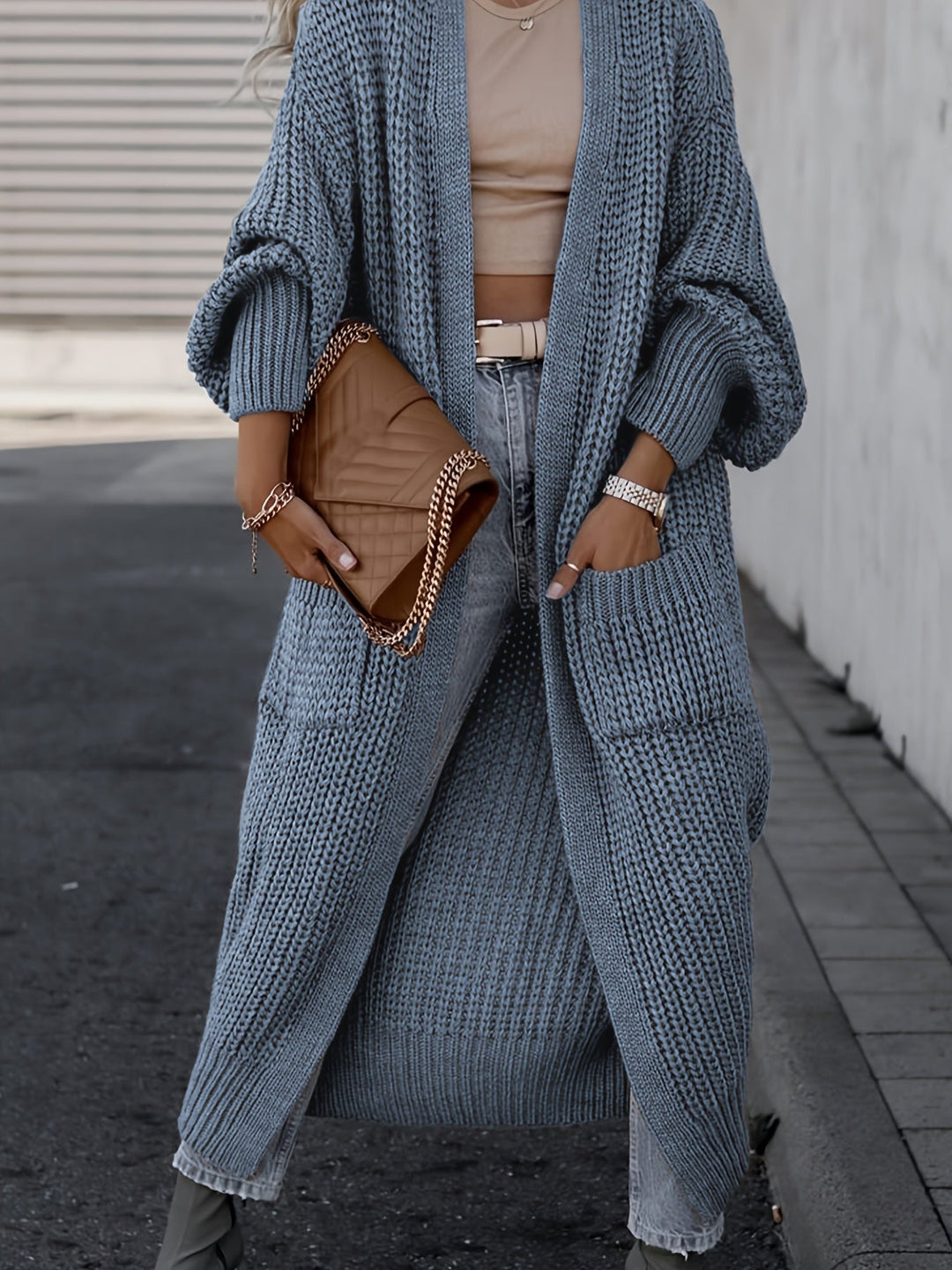 Lilian | Lang Chunky Strikket Cardigan til Damer