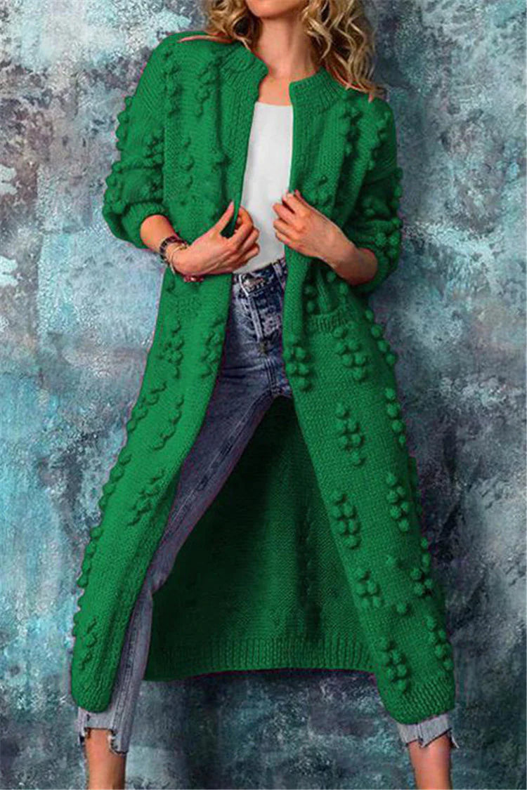 Vanja | Kvinder Lang Strikket Bubble Cardigan