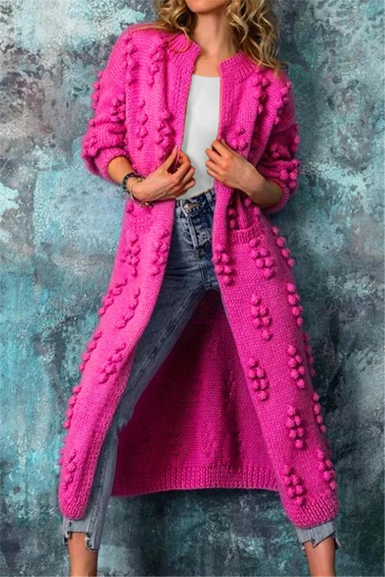 Vanja | Kvinder Lang Strikket Bubble Cardigan