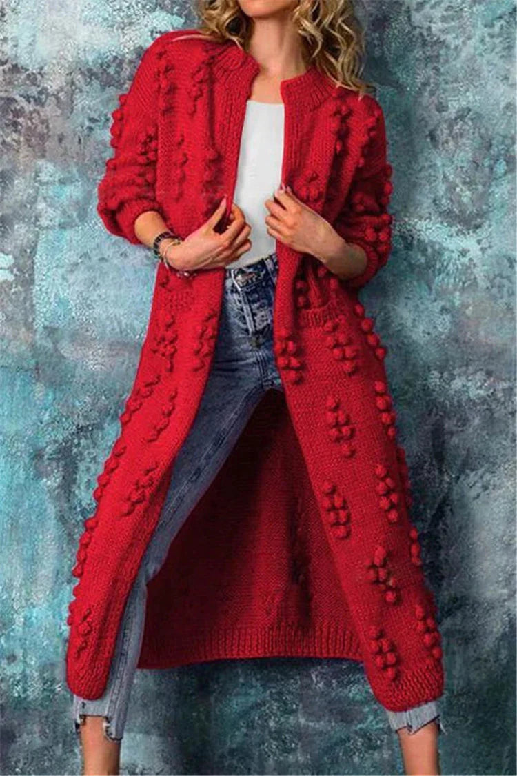 Vanja | Kvinder Lang Strikket Bubble Cardigan