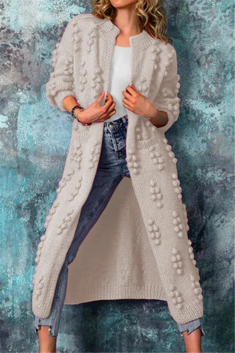 Vanja | Kvinder Lang Strikket Bubble Cardigan