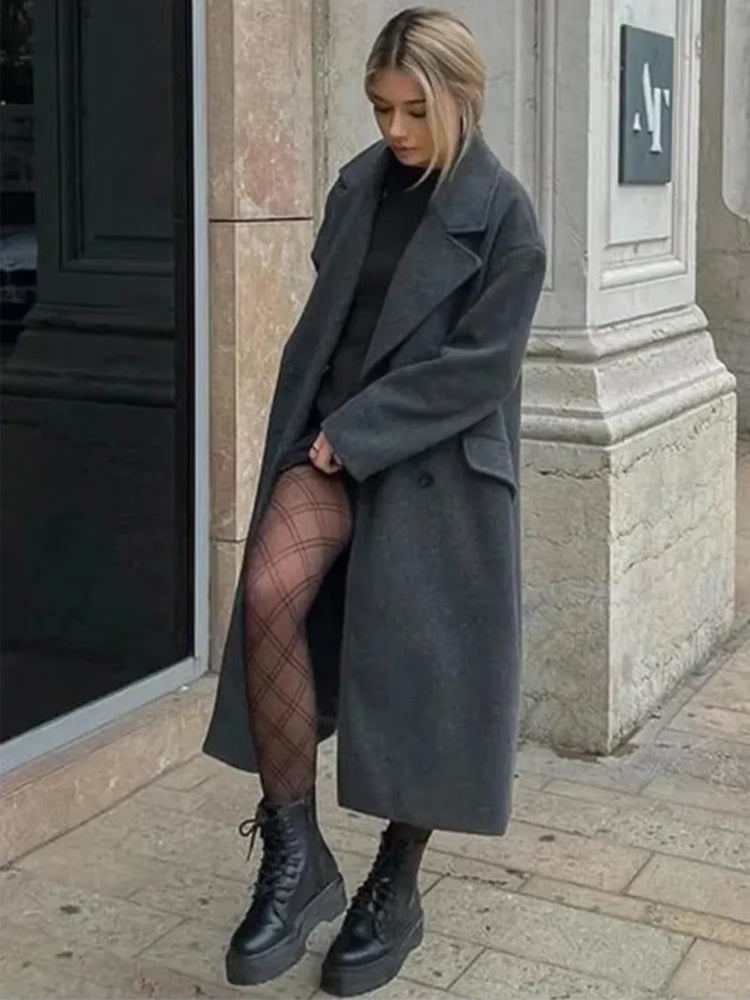 Kamilla | Dame Elegant Dobbeltradet Uldfrakke