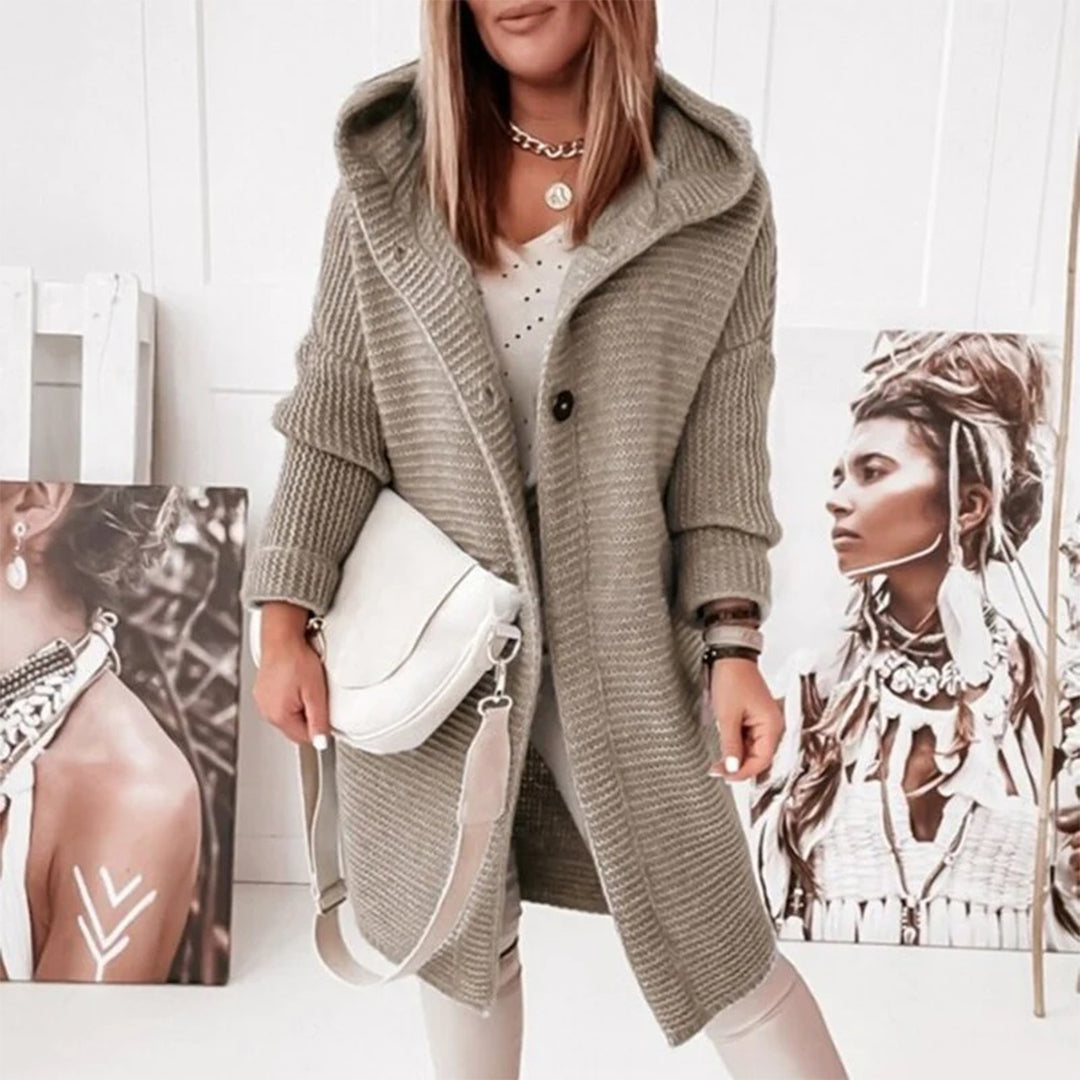 Juliane | Dame Varm Hættet Cardigan med Knaplukning
